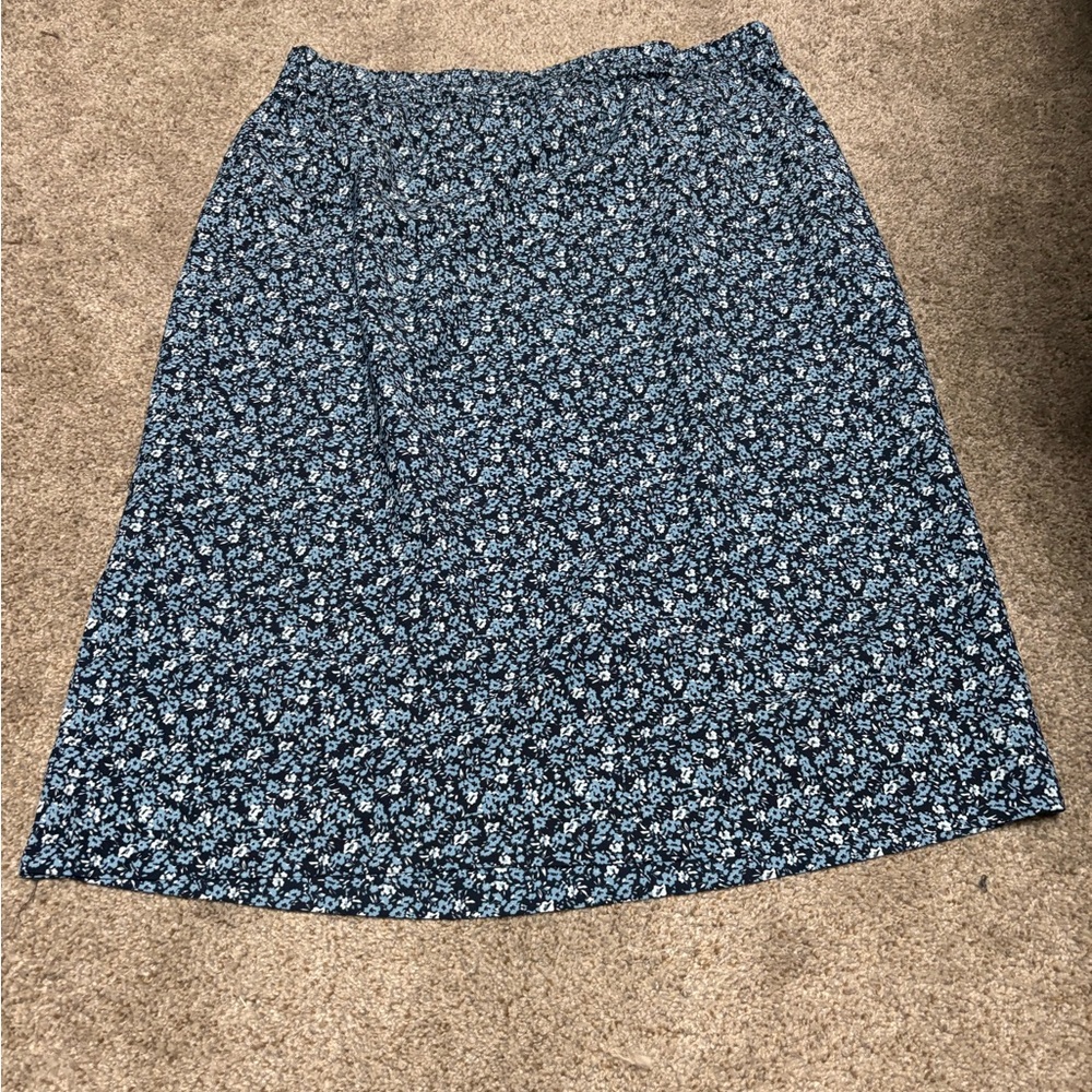 J. Crew Navy Floral A-Line Skirt